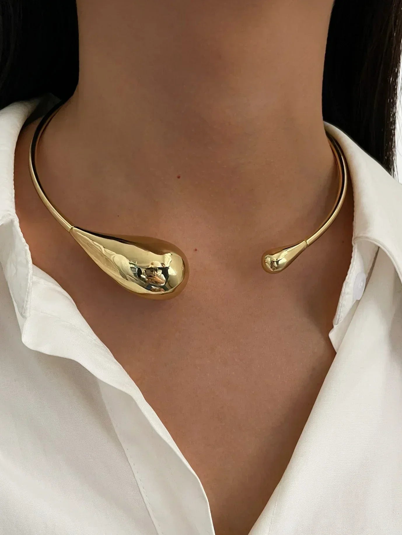 Colar Choker Aberto Gota de Água Irregular - Joia Fashion