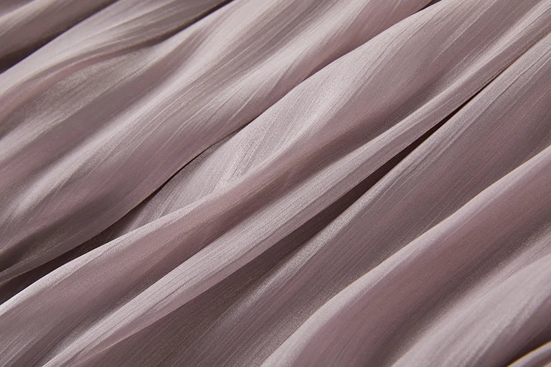 Vestido de Verão SEDA – Luxo Francês, Franjas, Pregas e cristais