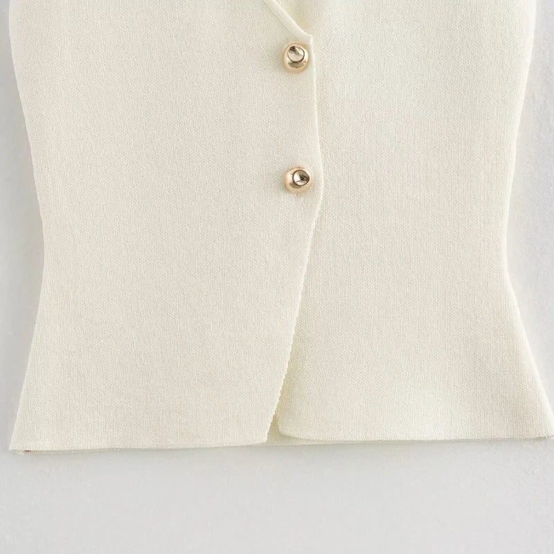 Conjunto Saia Midi Plissada e Colete Regata - Estilo Vintage