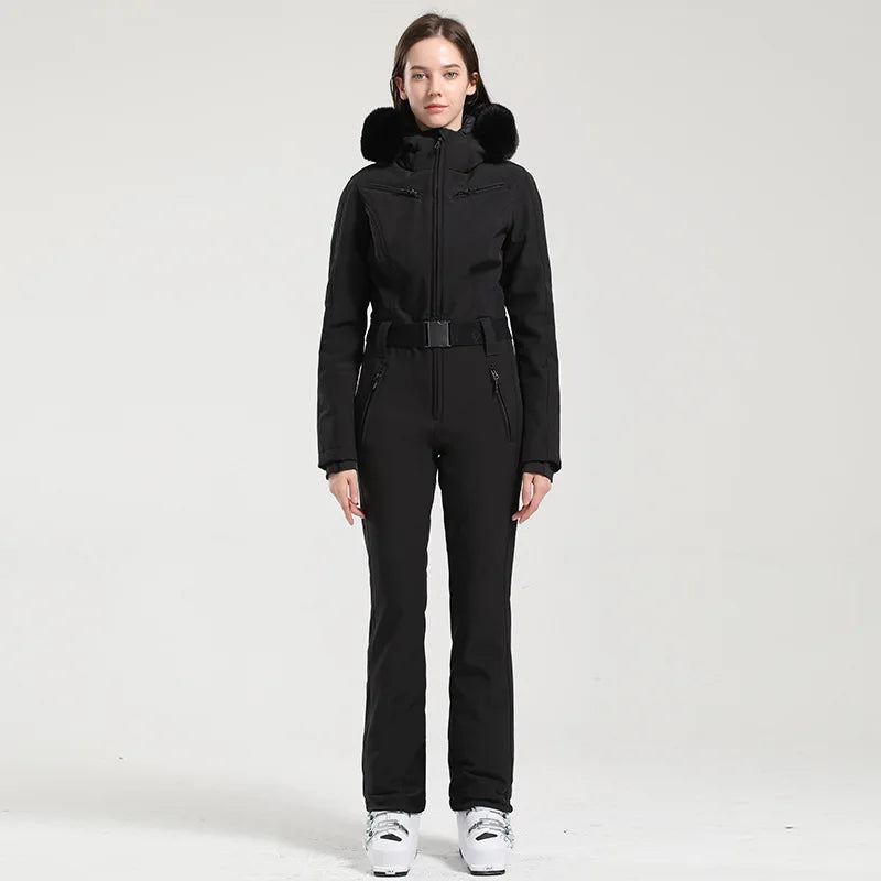 Macacão de Esqui Feminino GSOU SNOW – Peça Única, Acolchoado, Impermeável, Respirável e à Prova de Vento