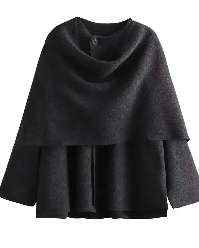 Casaco com Gola Assimétrica – Inverno com Estilo e Conforto