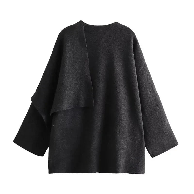 Casaco com Gola Assimétrica – Inverno com Estilo e Conforto