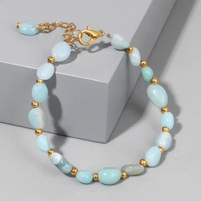 Pulseiras Pedras Naturais (Quartzo Rosa, Ágata) com Corrente Dourada, Estilo Bangle