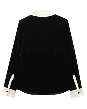 Conjunto em Veludo com Camisa de Manga Longa e Calça – Design Elegante com Detalhes Laterais