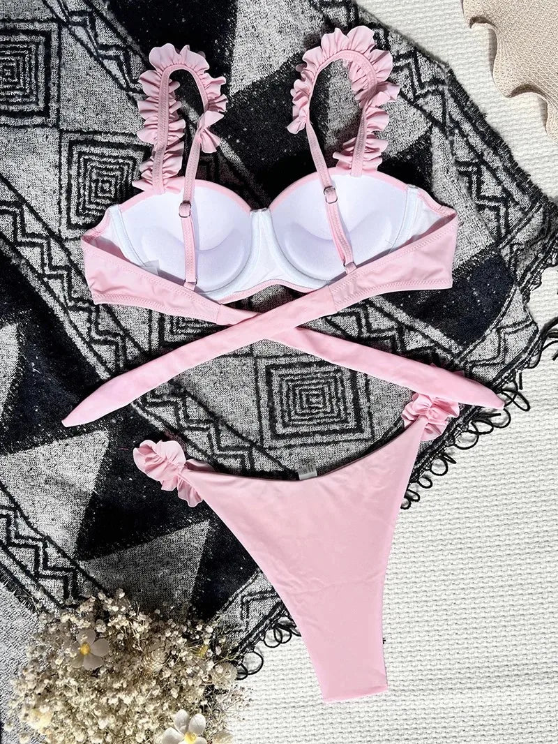 Biquini  Push Up - Detalhes Flores