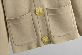 Conjunto Feminino Elegante em Tricô – Cardigan de Botões e Calça de Cintura Alta com Perna Larga
