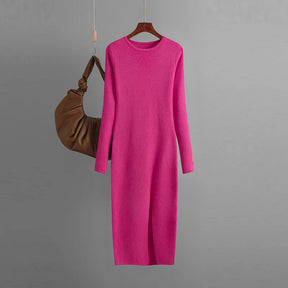 Vestido Suéter Feminino Inverno – Midi Justo em Tricô Grosso
