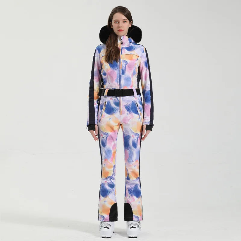 Macacão de Esqui Feminino GSOU SNOW – Peça Única, Acolchoado, Impermeável, Respirável e à Prova de Vento
