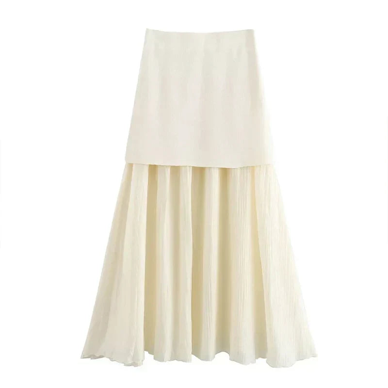 Conjunto Saia Midi Plissada e Colete Regata - Estilo Vintage