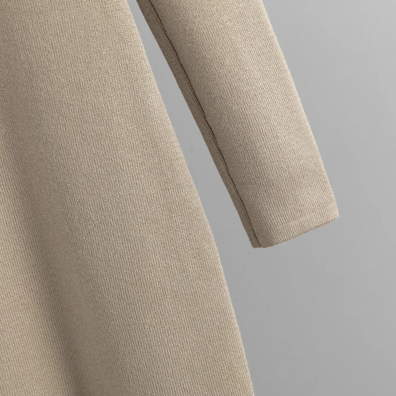 Vestido Suéter Feminino Inverno – Midi Justo em Tricô Grosso