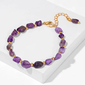 Pulseiras Pedras Naturais (Quartzo Rosa, Ágata) com Corrente Dourada, Estilo Bangle