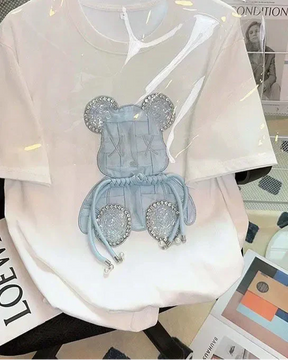 Camiseta com Bordado e Aplicações – Estilo Casual em Algodão Premium