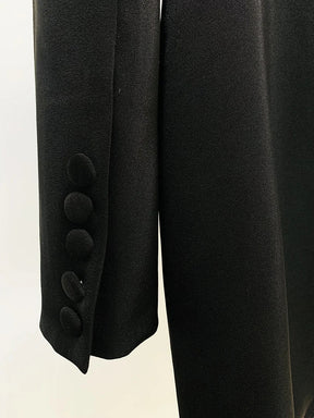 Blazer Longo com Botões Duplos e Aplique de Pedrarias – Bordado à Mão