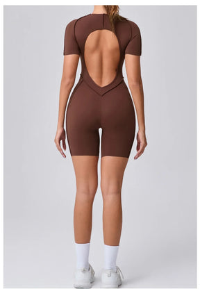 Macaquinho Fitness Feminino – Costas Nua, Cintura Alta e Efeito Levanta Bumbum | Treino, Yoga e Academia