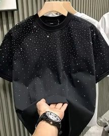 Camiseta com Apliques de Strass – Estilo Casual