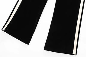 Conjunto em Veludo com Camisa de Manga Longa e Calça – Design Elegante com Detalhes Laterais