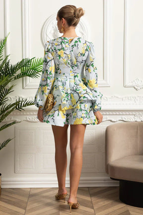 Vestido – Vintage, Decote V, Manga Lanterna, Saia Plissada