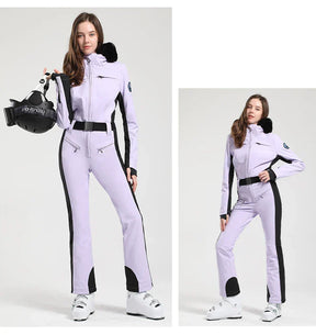 Macacão de Esqui Feminino GSOU SNOW – Peça Única, Acolchoado, Impermeável, Respirável e à Prova de Vento