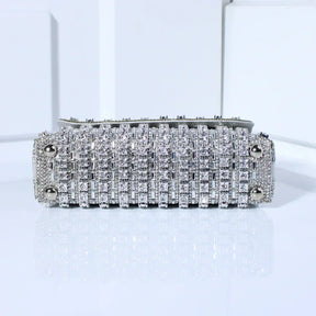 Bolsa Glamour Prateada com Brilho de Strass
