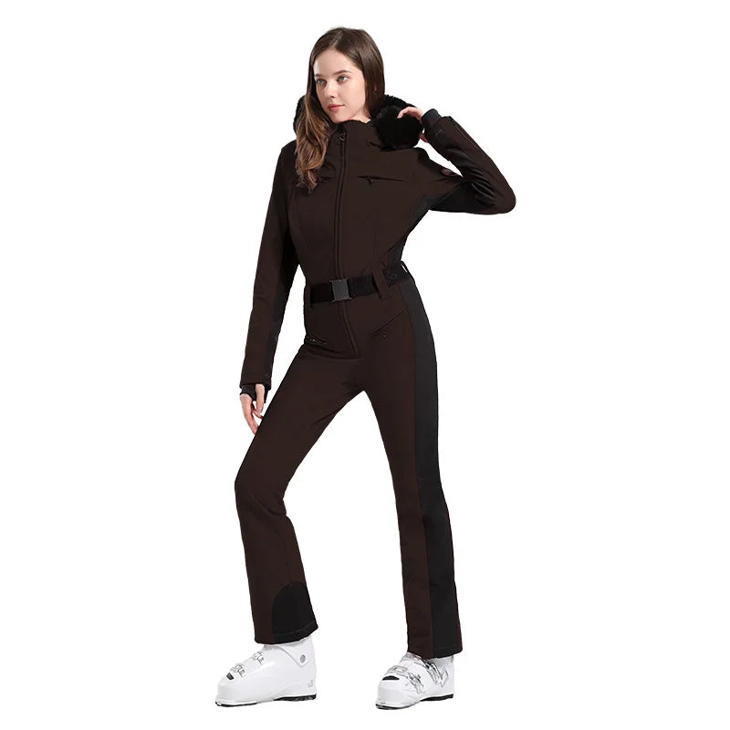 Macacão de Esqui Feminino GSOU SNOW – Peça Única, Acolchoado, Impermeável, Respirável e à Prova de Vento