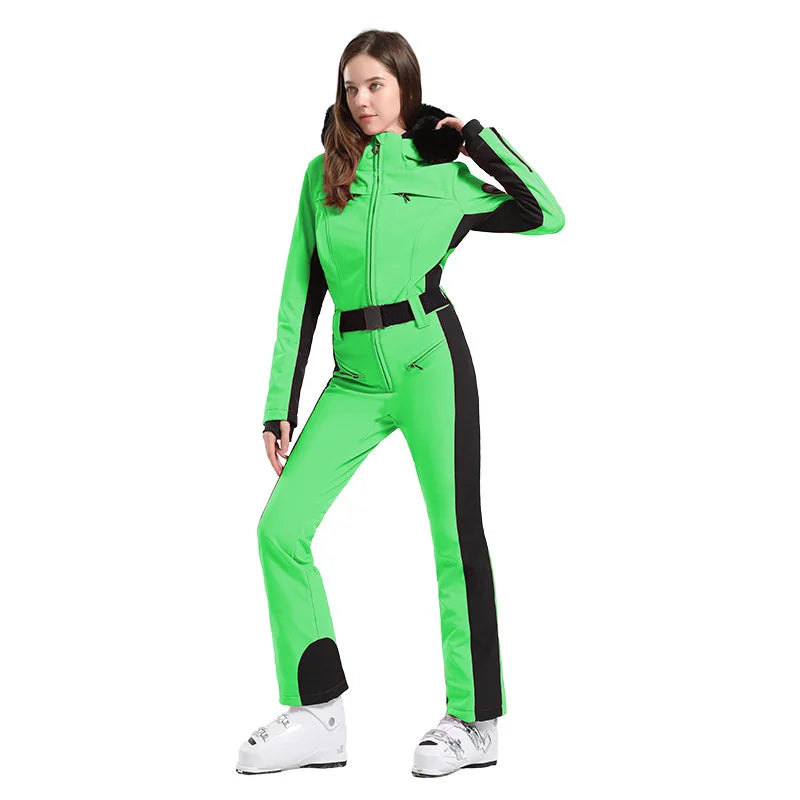 Macacão de Esqui Feminino GSOU SNOW – Peça Única, Acolchoado, Impermeável, Respirável e à Prova de Vento