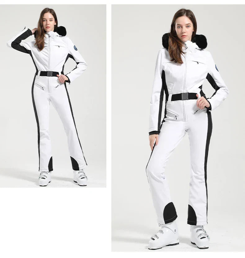 Macacão de Esqui Feminino GSOU SNOW – Peça Única, Acolchoado, Impermeável, Respirável e à Prova de Vento