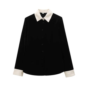 Conjunto em Veludo com Camisa de Manga Longa e Calça – Design Elegante com Detalhes Laterais