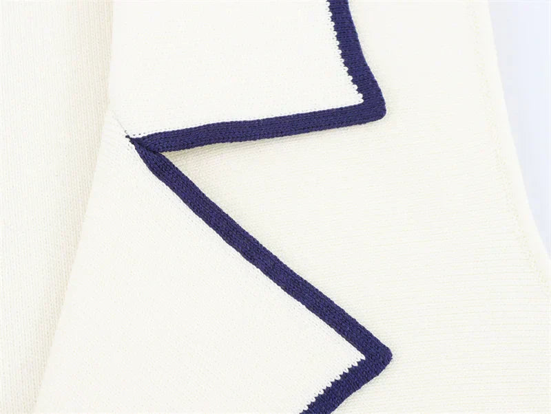Colete  de Tricô Sem Mangas – Branco com Detalhe, Estilo Casual Chic