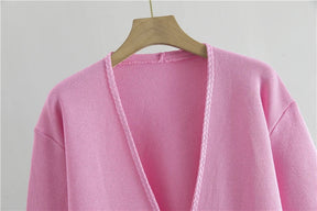 Conjunto Executivo Feminino – Tricô Elegante com Casaco Longo e Saia